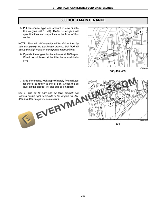 Case Steiger 385, 435, 485, 535 Tractor Operator Manual 84266056-5