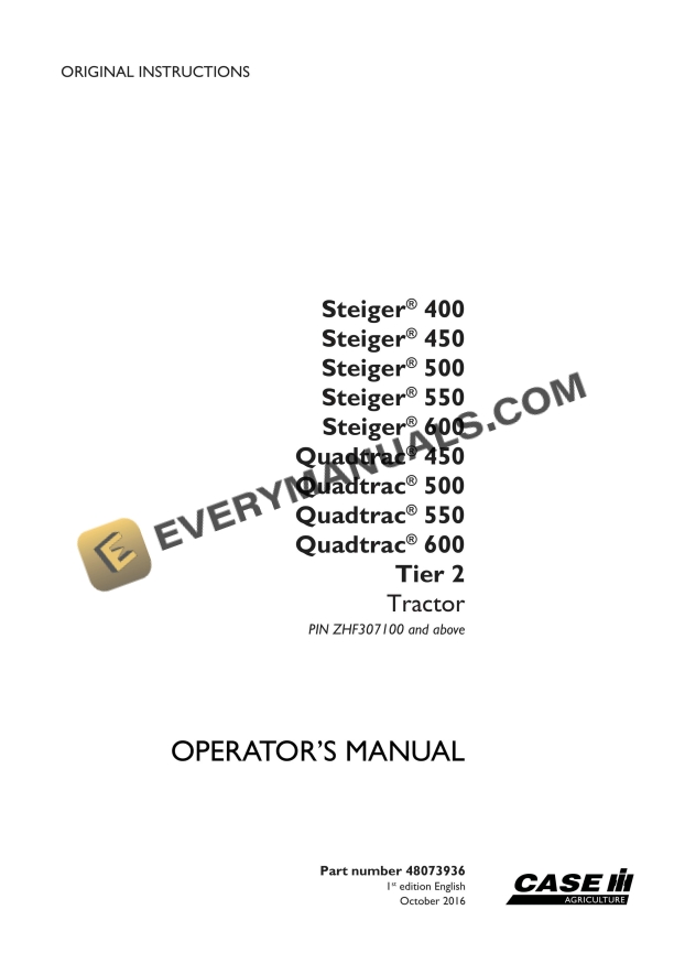 case steiger 400 450 500 550 600 quadtrac 450 500 550 600 tier 2 tractor operator manual 48073936 1