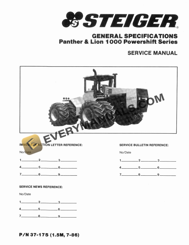 case steiger general specifications panther and lion 1000 powershift series tractor service manual 37 175 1