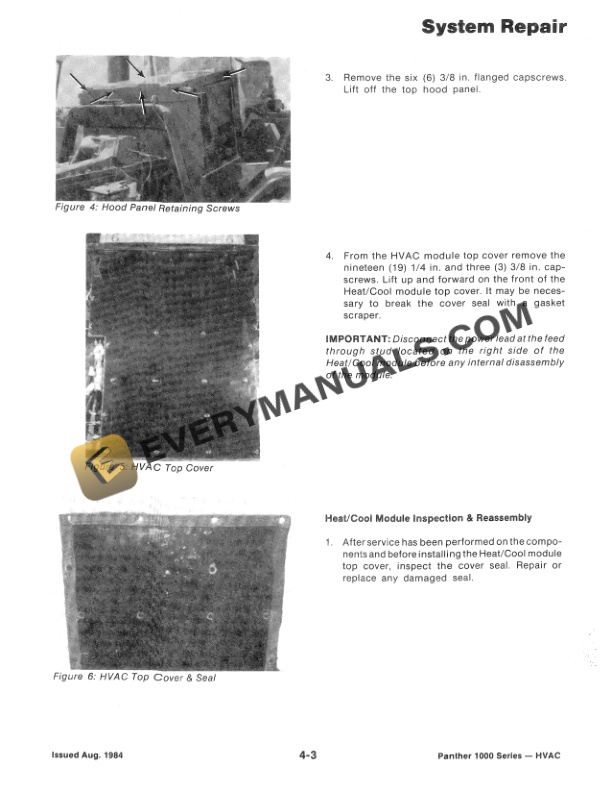 Case Steiger Panther 1000 Sereis Heating, Ventilating and A-C Service Manual 37-136-4