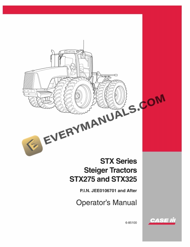 case stx series steiger tractors stx275 stx325 operator manual 6 85100 1