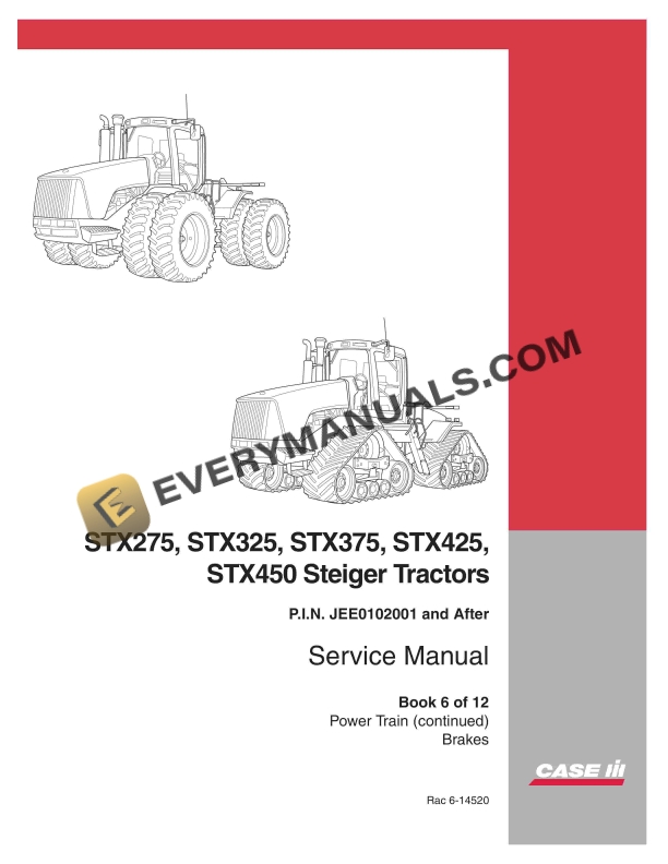 case stx275 stx325 stx375 stx425 stx450 steiger tractor service manual 6 14520 1