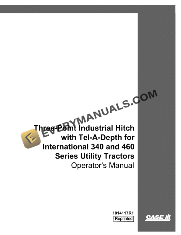 case three point industrial hitch with tel operator manual 1014117r1 1