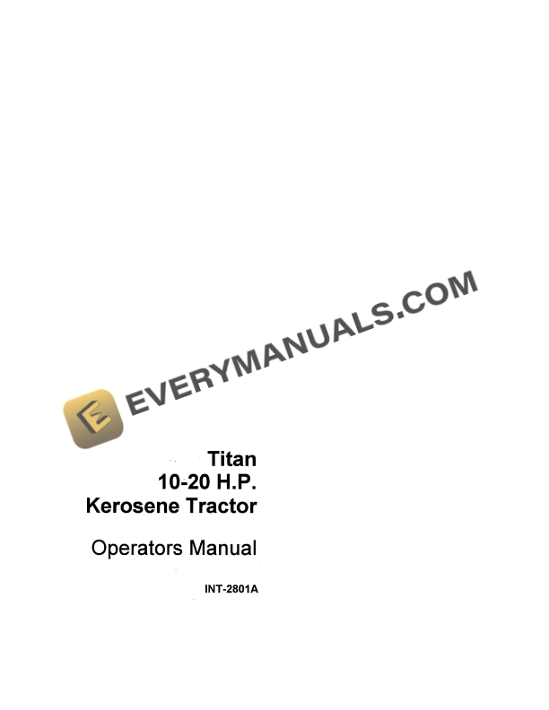 case titan 10 20 h p kerosene tractor operator manual int 2801a 1