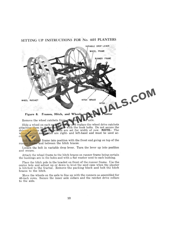 Case Tractor Corn Planters Model No 46 and 46-H Drill Only Operator Manual DA1573-3