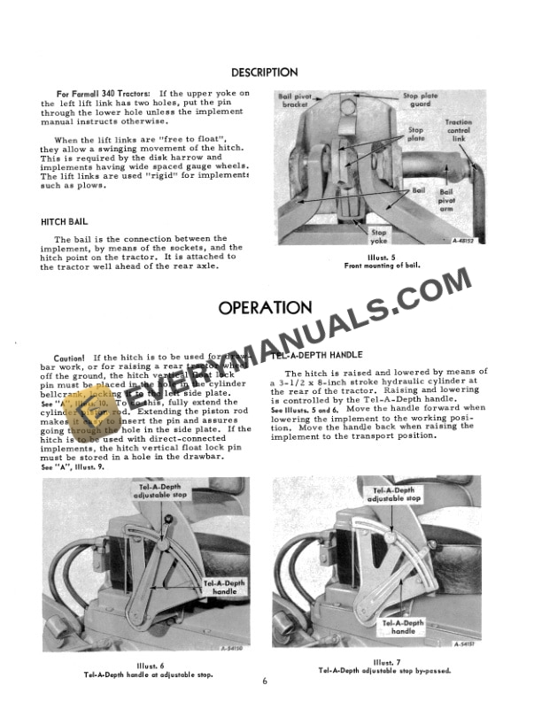 Case Two-Point Fast-Hitch for McCormick Farmall 340 and International 340 and 460 Series Utility Tractor Operator Manual 1014115R1-2