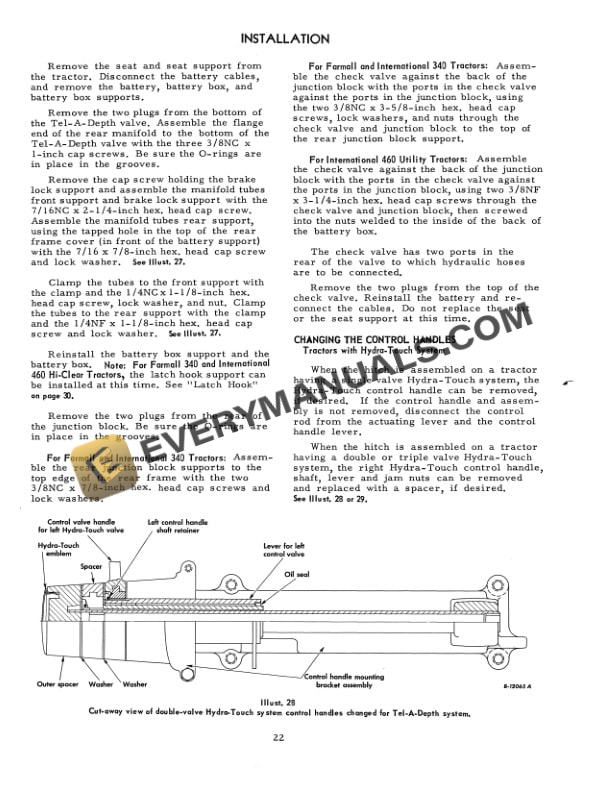 Case Two-Point Fast-Hitch for McCormick Farmall 340 and International 340 and 460 Series Utility Tractor Operator Manual 1014178R2-4