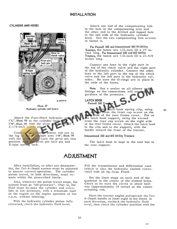 Case Two-Point Fast-Hitch for McCormick Farmall 340 and International 340 and 460 Series Utility Tractor Operator Manual 1014178R2-5