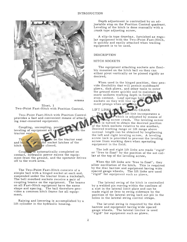 Case Two-Point Fast-Hitch with Position Control for McCormick Farmall 504 Tractor Operator Manual 1014365R4-3