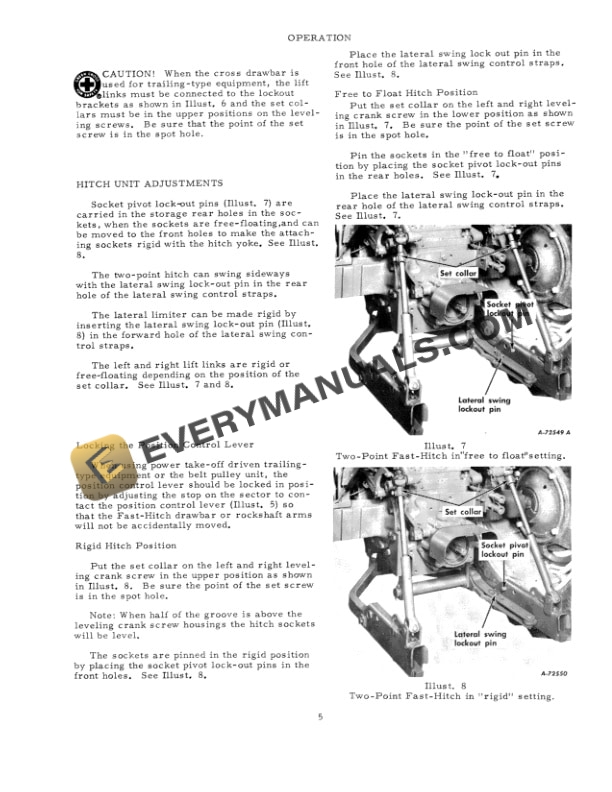 Case Two-Point Fast-Hitch with Position Control for McCormick Farmall 504 Tractor Operator Manual 1014365R4-4