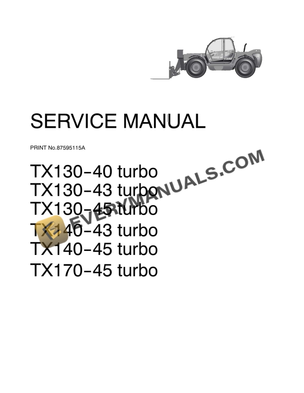case tx130 40 turbo tx130 43 turbo tx130 service manual 87595115a 1