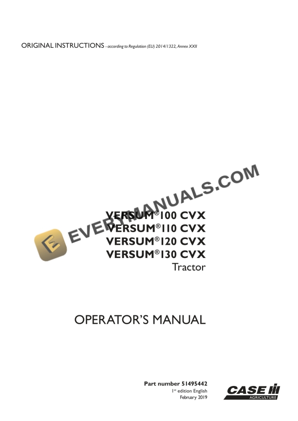Case VERSUM 100 CVX, 110 CVX, 120 CVX, 130 CVX Tractor Operator Manual 51495442 PDF 3 Case VERSUM 100 CVX, 110 CVX, 120 CVX, 130 CVX Tractor Operator Manual 51495442 PDF
