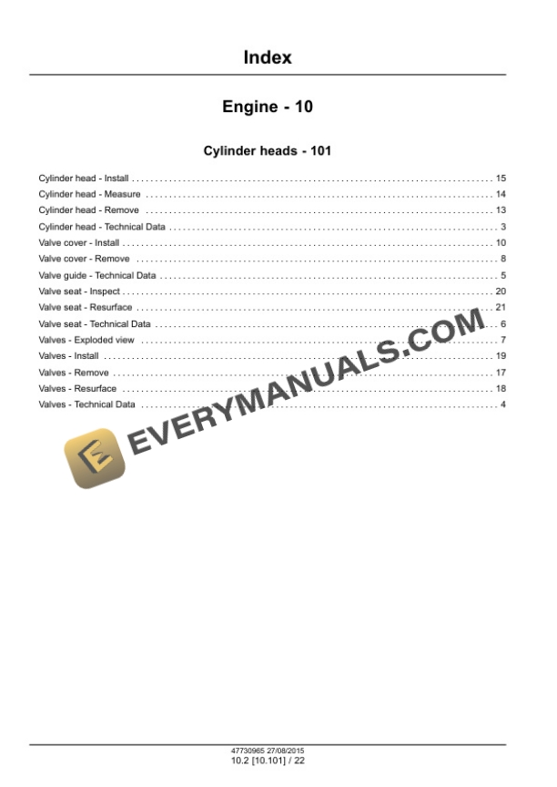 Case VM Motori R 753 IE4 Tier 4B (Final) and Stage IV Engine Service Manual 47730965-2
