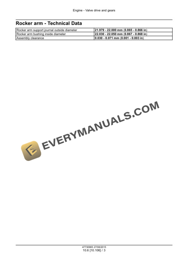 Case VM Motori R 753 IE4 Tier 4B (Final) and Stage IV Engine Service Manual 47730965-3