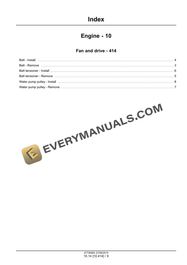 Case VM Motori R 753 IE4 Tier 4B (Final) and Stage IV Engine Service Manual 47730965-5