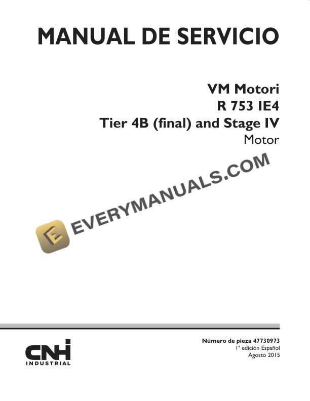 Case VM Motori R 753 IE4 Tier 4B (Final) and Stage IV Engine Service Manual 47730973 ES PDF