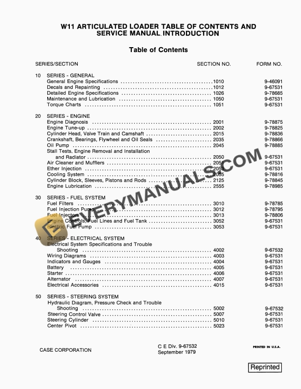 case w11 articulated loader service manual 9 67532 1