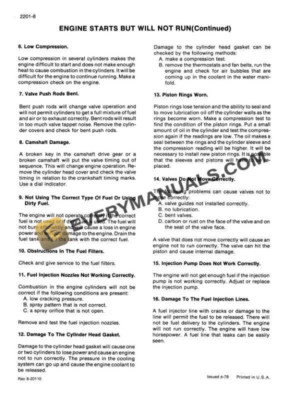 Case W30 Loader Service Manual 8-70330-2