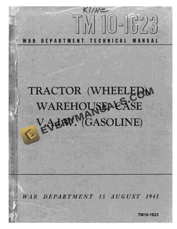 Case War Department Tractor Technical Manual TM10-1623 PDF