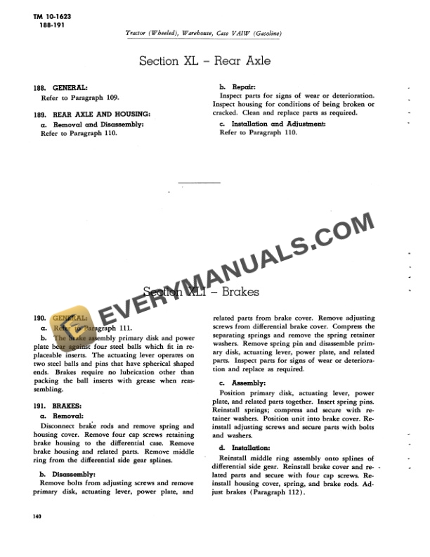 Case War Department Tractor Technical Manual TM10-1623-4