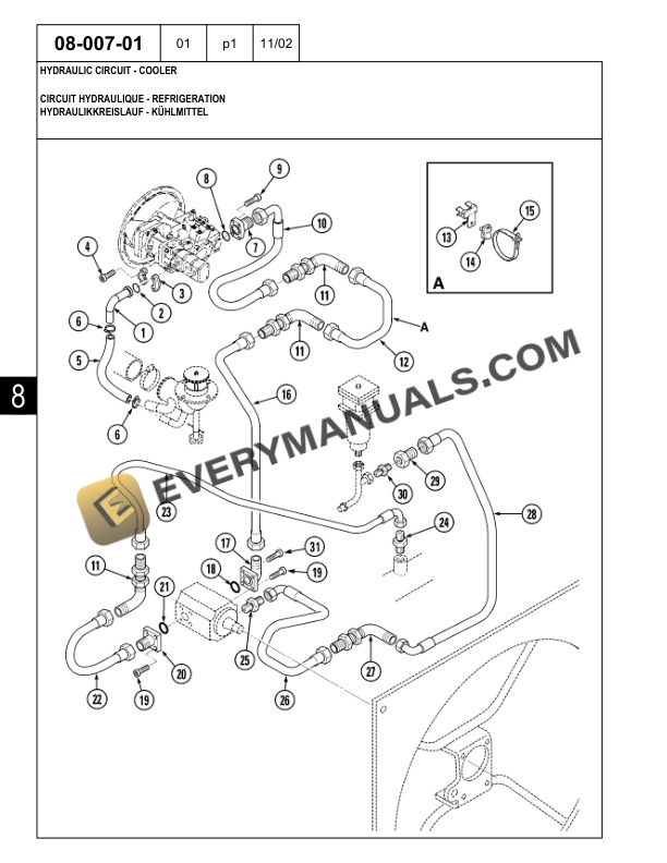 Case WX200 Wheeled Excavator Parts Catalog 7-8271-R1-3
