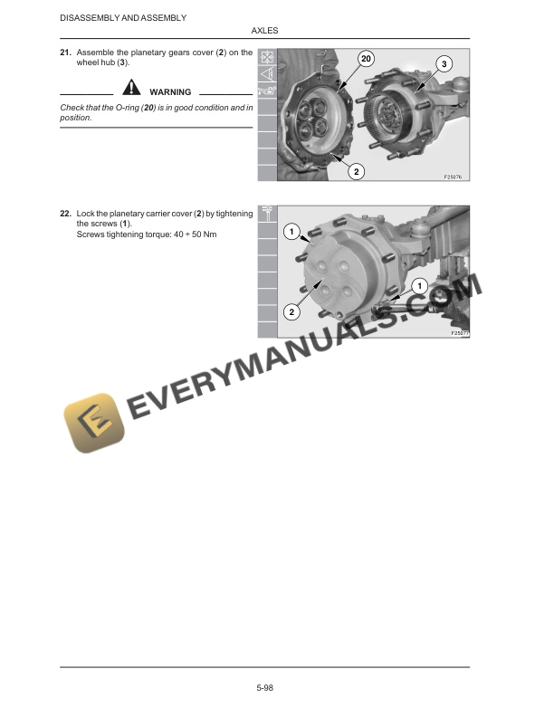 Case WX95, WX125 Hydraulic Excavator Service Manual 9-91370-3