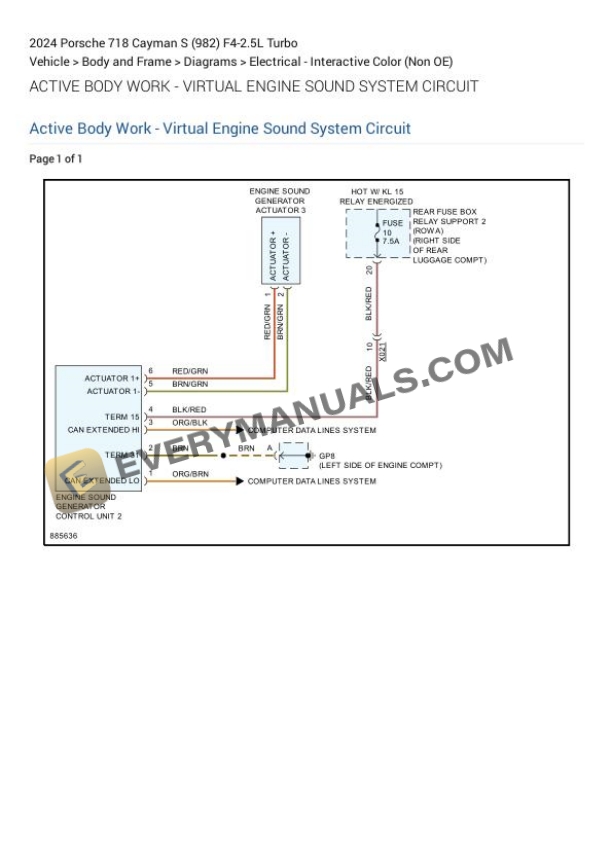 Porsche 718 Cayman S (982) 2024 Electrical Diagrams F4-2.5L Turbo 4 Porsche 718 Cayman S (982) 2024 Electrical Diagrams F4-2.5L Turbo - Image 2