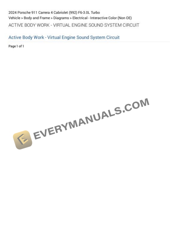 Porsche 911 Carrera 4 Cabriolet (992) 2024 Electrical Diagrams F6-3.0L Turbo 7 Porsche 911 Carrera 4 Cabriolet (992) 2024 Electrical Diagrams F6-3.0L Turbo - Image 5