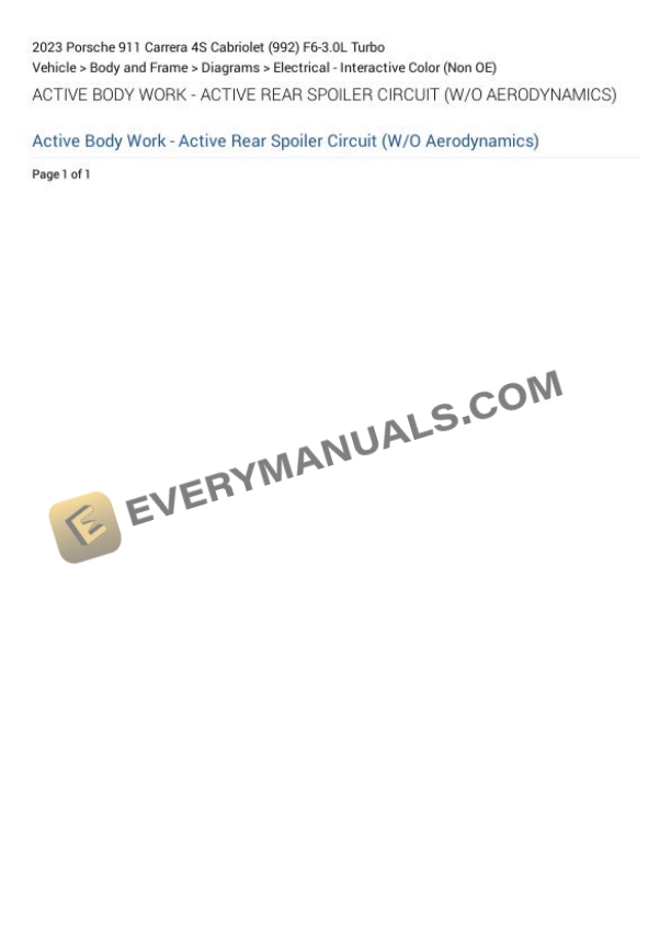 Porsche 911 Carrera 4S Cabriolet (992) 2023 Electrical Diagrams F6-3.0L Turbo 5 Porsche 911 Carrera 4S Cabriolet (992) 2023 Electrical Diagrams F6-3.0L Turbo - Image 3