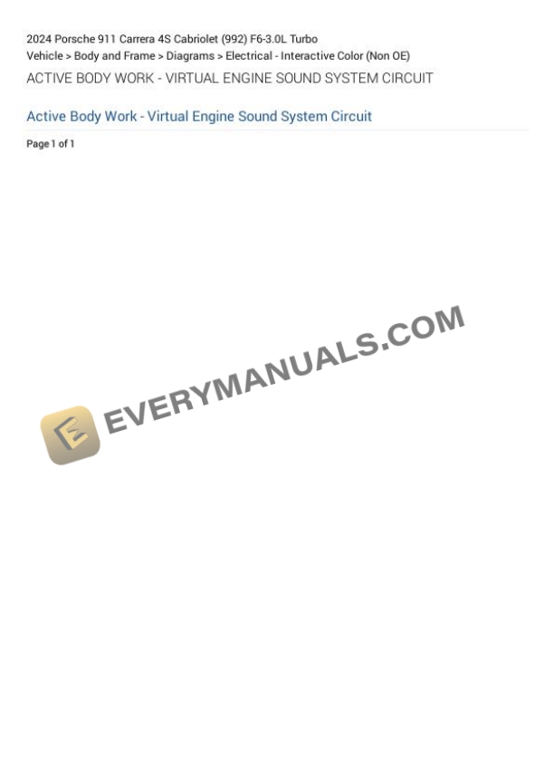 Porsche 911 Carrera 4S Cabriolet (992) 2024 Electrical Diagrams F6-3.0L Turbo 7 Porsche 911 Carrera 4S Cabriolet (992) 2024 Electrical Diagrams F6-3.0L Turbo - Image 5