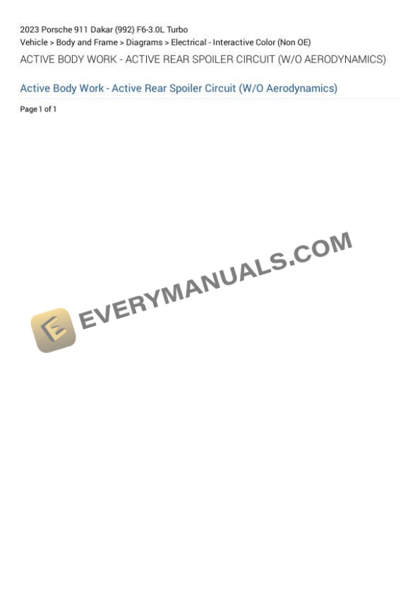 Porsche 911 Dakar (992) 2023 Electrical Diagrams F6-3.0L Turbo 5 Porsche 911 Dakar (992) 2023 Electrical Diagrams F6-3.0L Turbo - Image 3