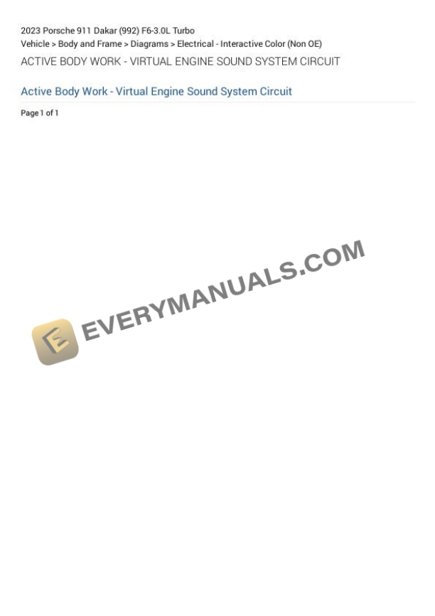 Porsche 911 Dakar (992) 2023 Electrical Diagrams F6-3.0L Turbo 7 Porsche 911 Dakar (992) 2023 Electrical Diagrams F6-3.0L Turbo - Image 5