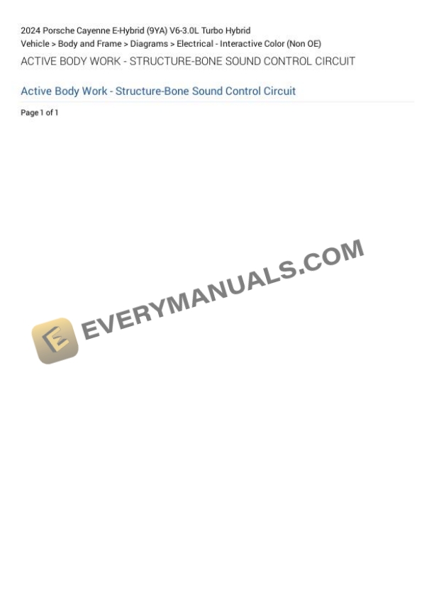 Porsche Cayenne E-Hybrid (9YA) 2024 Electrical Diagrams V6-3.0L Turbo Hybrid 4 Porsche Cayenne E-Hybrid (9YA) 2024 Electrical Diagrams V6-3.0L Turbo Hybrid - Image 2