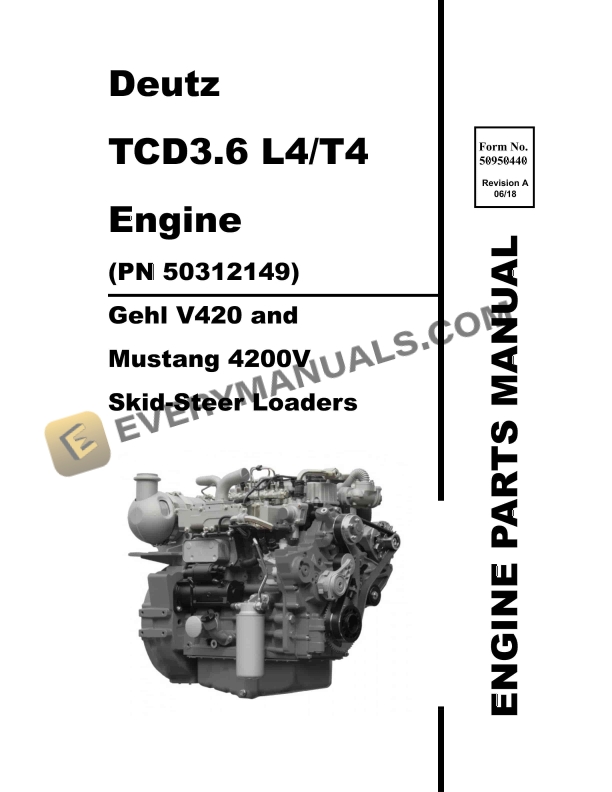 Deutz TCD3.6 L4-T4 Engine Parts Manual 50950440