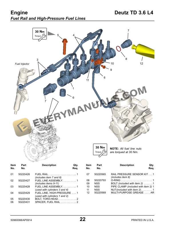 Deutz TD 3.6 L4 Parts Manual 50960088A-3