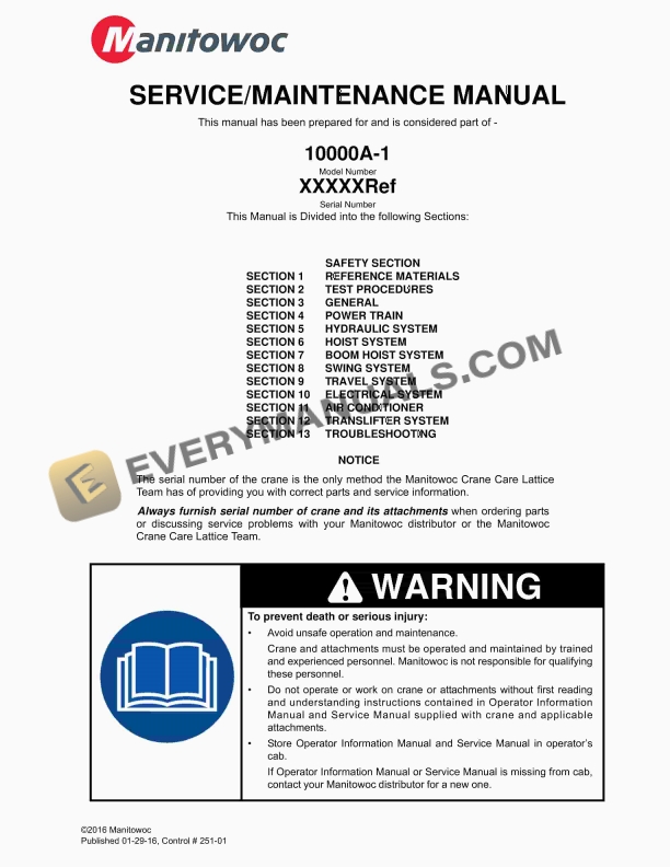 Manitou 10000A-1 Service and Maintenance Manual