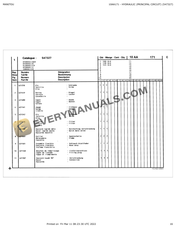 Manitou 100DLX, 120DLX, 145DLX Parts Catalog 547327 4 Manitou 100DLX, 120DLX, 145DLX Parts Catalog 547327 - Image 2