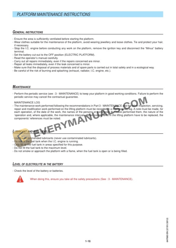 Manitou 100SC, 120SC Platforms Instruction Manual 647085EN-2