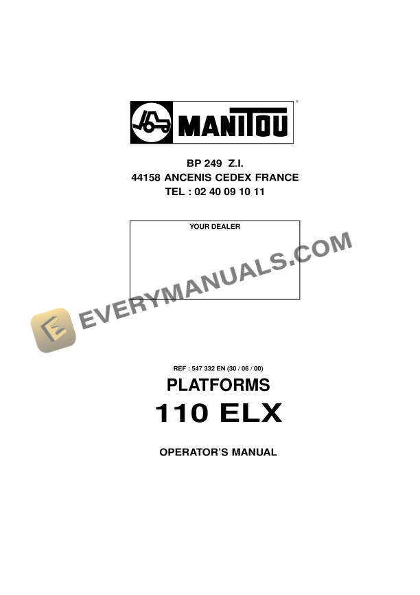 Manitou 110 ELX Platform Operator Manual 547323EN