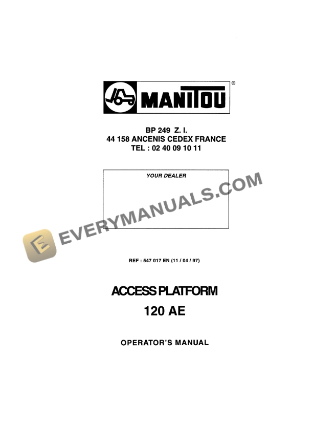 Manitou 120 AE Access Platforms Operator Manual 547017EN