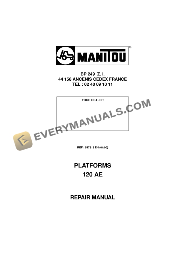 Manitou 120 AE Access Platforms Repair Manual 547313EN