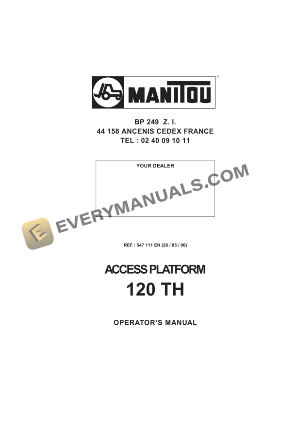 Manitou 120TH Access Platform Operator Manual 547111