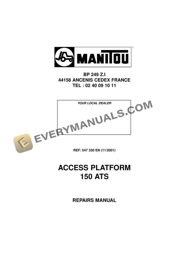 Manitou 150 ATS Access Platform Repair Manual 547330