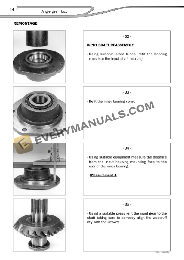 Manitou 15930, 15932 Angle Gear Box Repair Manual 647058EN-4