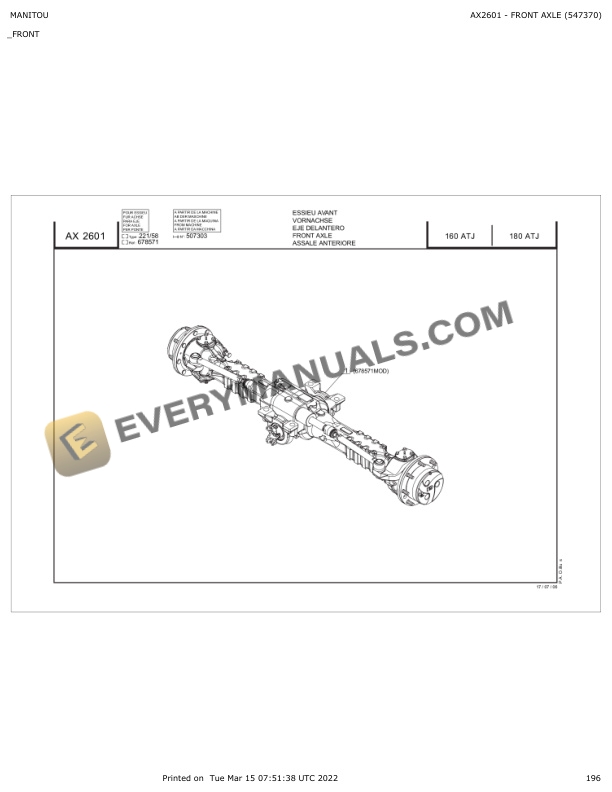 Manitou 160 ATJ, 180 ATJ Parts Manual 547370 5 Manitou 160 ATJ, 180 ATJ Parts Manual 547370 - Image 3