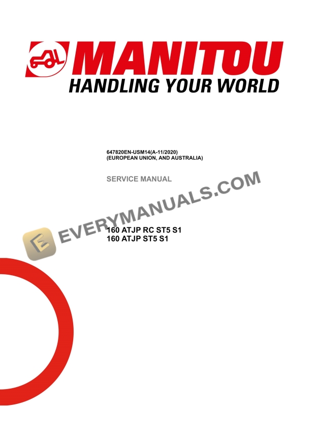 Manitou 160 ATJP RC ST5 S1, 160 ATJP ST5 S1 Service Manual 647820EN-USM14