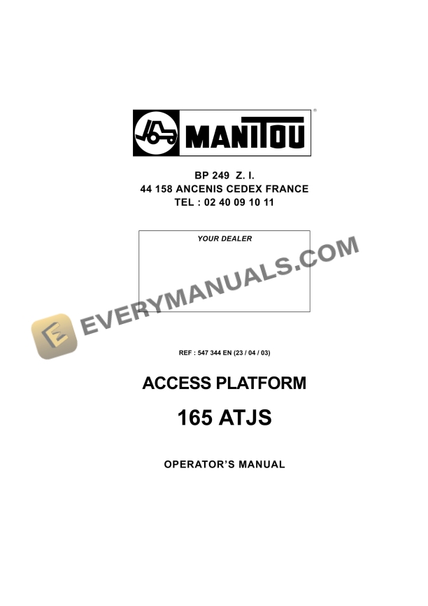 manitou 165 atjs access platform operator manual 547344en 1