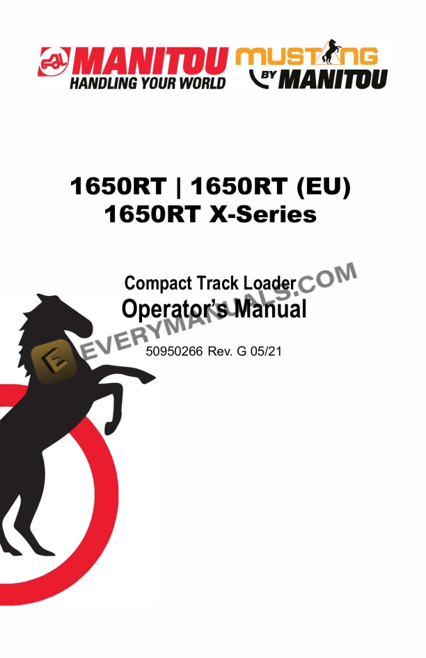 Manitou 1650RT, 1650RT (EU), 1650RT X-Series Compact Track Loader Operator Manual 50950266 Rev. G