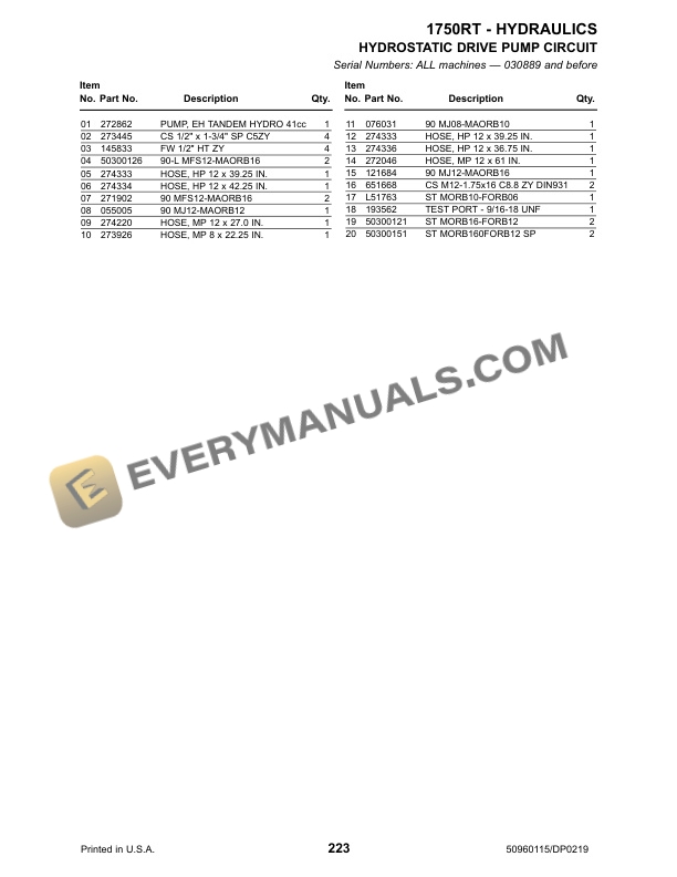 Manitou 1750RT, 1750RT NXT2, 1750RT NXT3 Compact Track Loader Parts Manual 50960115 Rev.D-5