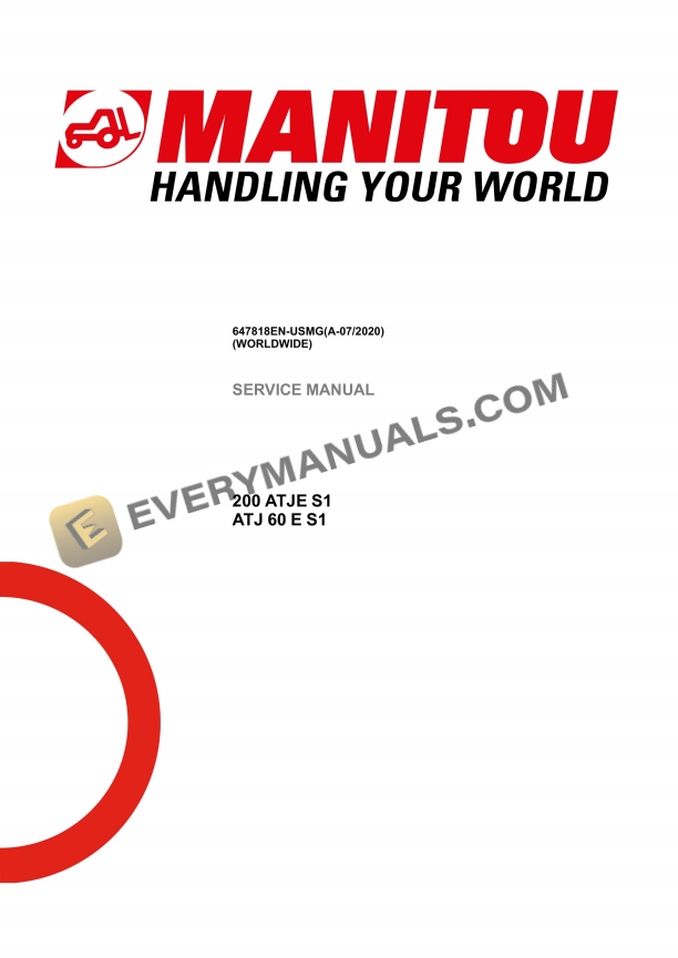 Manitou 200 ATJE S1, ATJ 60 E S1 Service Manual 647818EN-USMG